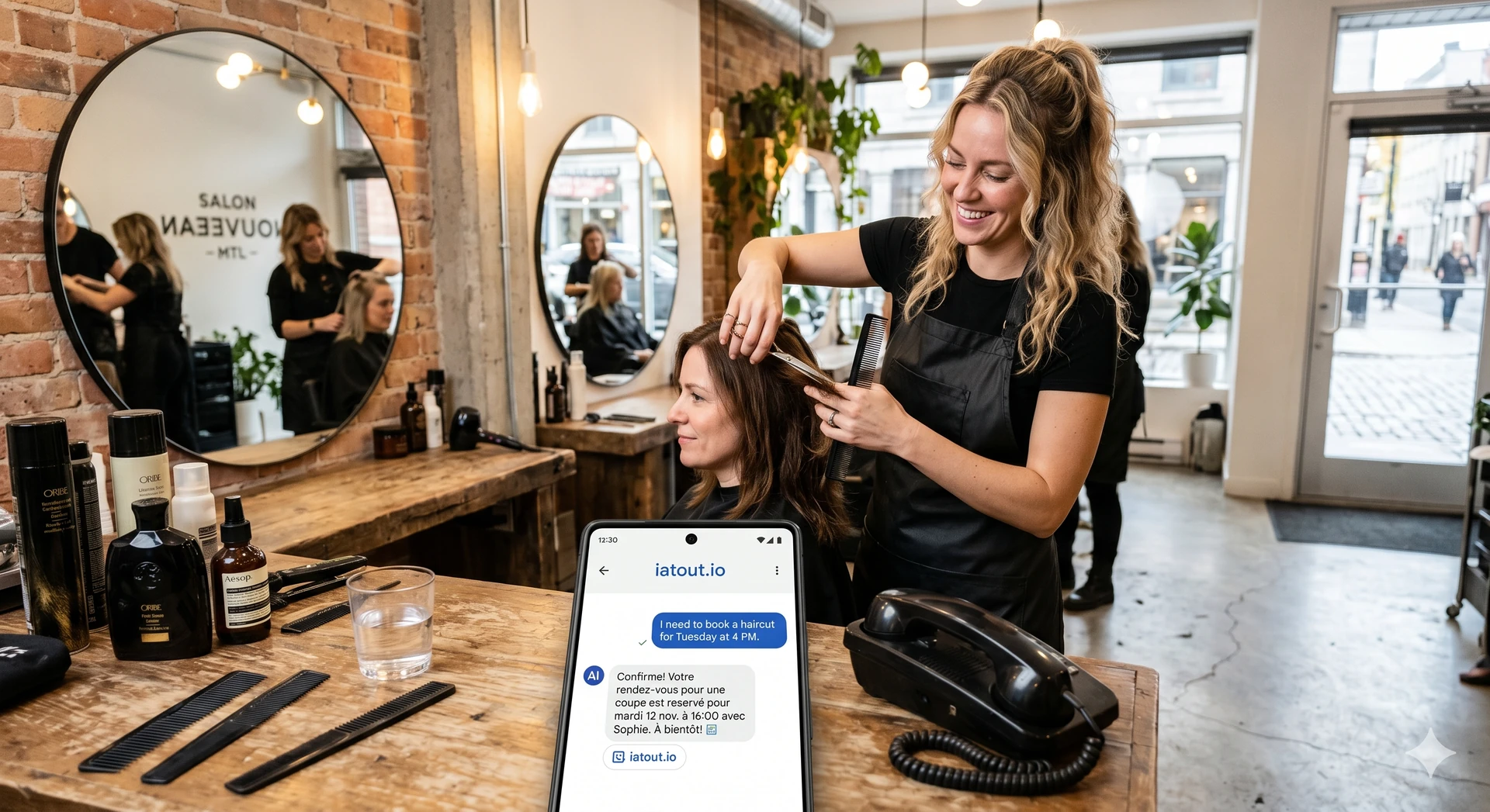 Salon de coiffure avec réservation intelligente PrimaIA